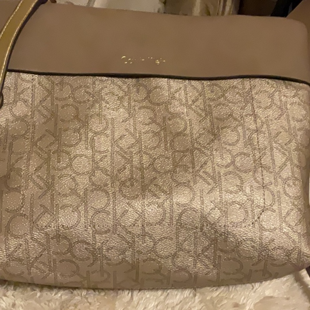 Calvin Klein Tan and Gold Women's Bag